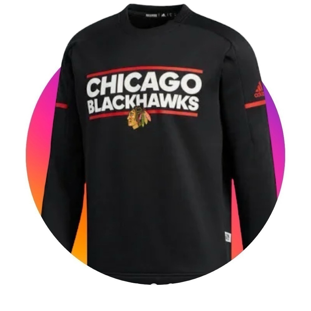 Adidas Chicago Blackhawks official NHL Men’s black sweatshirt mint condi… - Picture 3 of 6